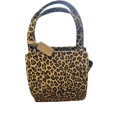 Charles Jourdan Leapord Print Structured Suede Small Tote • $50.15