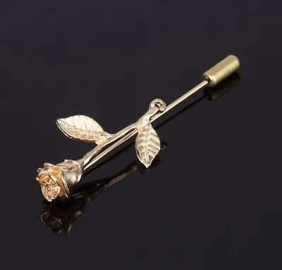Lapel Pin Rose Flower Gold Metal Men Women Wedding Suit Pin Groom Boutonniere • $9.99