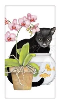 Flour Sack Kitchen Dish Towel Orchid Cat Mary Lake - Thompson New • $12.99