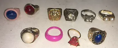 10 Vintage Vending Gumball Machine Toy Kids Rings Novelty High School Rhinestone • $9.99