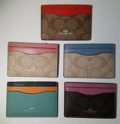  NWT Coach Flat Card Case Leather CHOOSE COLOR F30218 / F63279 / F86112 • $57.55