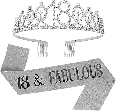 SUSSURRO  18 And Fabulous Sash And Rhinestone Tiara Set18th Birthday Gifts Bir • £12.93