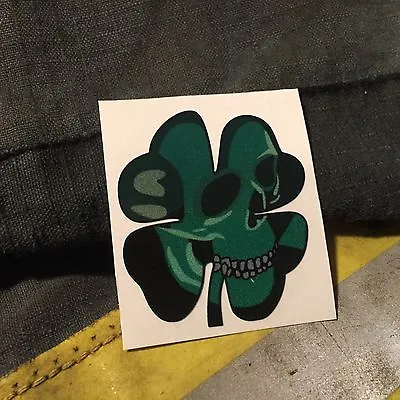 Reflective Vinyl 4 Leaf Clover/Shamrock Skull Fire Helmet Decal Sticker 2  • $3.95