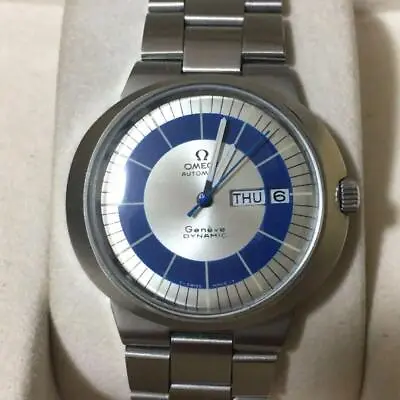 Omega Geneve Dynamic Vintage Day Date Silver Blue Round Automatic Mens • $2134.84