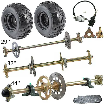 DIY Rebuild Go Kart 29 / 32 /44  Rear Live Axle Kit Wheels Brake Assembly Chian  • $269.68