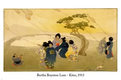 KITES Vintage Poster BERTHA BOYNTON LUM 1913 20x30 Japanese Scene GRACEFUL • $9.99