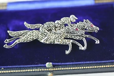 Horse Racing Collectible Brooch Vintage Style Marcasite • £95