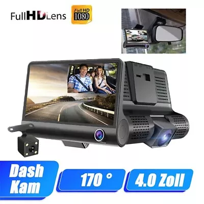 Car Dual 3 Lens Dash Cam 1080P Front/Rear/Inside Video Recorder Camera G-sensor • $22.59