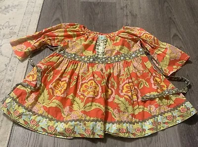 Matilda Jane Size 8 Serendipity Spring Floral Long Sleeve Peasant Bow Dress Top • $19.99