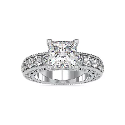 4 3/4 Ctw Lab Grown Diamond Princess Eternity Engagement Ring In 14K White Gold • $4382.10