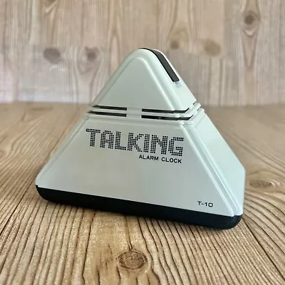 Vintage 80s Talking Alarm Clock T-10 Triangle Pyramid White Black Collectible • $14.99