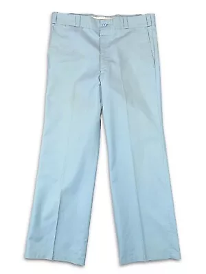 VTG  FLARED MENS PANTS 33x28.5 LEISURE DISCO LIGHT BLUE MOD SEARS • $82.62