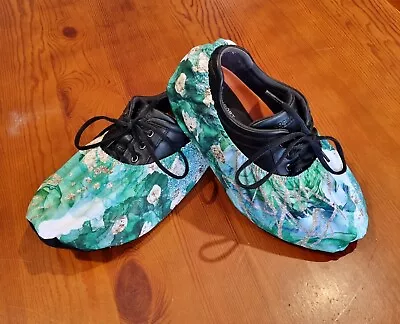 Handmade Bowling Shoe Covers - Abstract Green (Extra Large) • $30