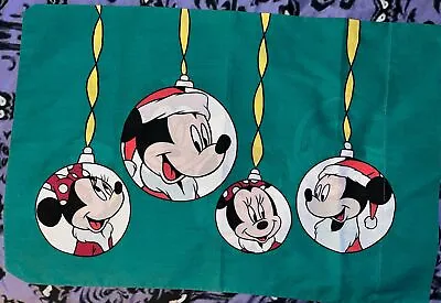 Vintage Disney Christmas Standard Pillow Case Double Sided Mickey & Minnie Mouse • $6.95