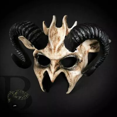 Animal Devil Ram Horns Masquerade Mask Steampunk Halloween Scary Horror Cosplay • $38.95