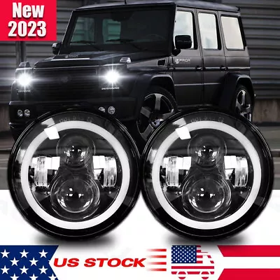 7 Inch BLACK Halo LED Headlights For 2002-2006 Mercedes Benz W463 G Class Wagon • $80.39