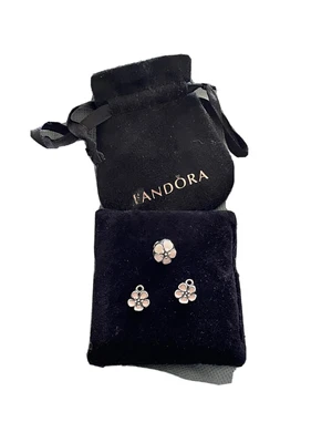 $41 • Buy Pandora Charm Set Cherry Blossom Clip And Earring Charms Like New