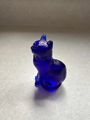 Vtg Mosser Art Glass Sitting Kitty Cat Cobalt Figurine Beautiful! Free Shipping • $165.95