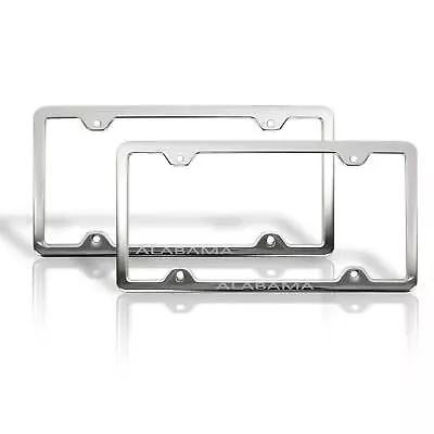 License Plate Frame Tag Holder For Cadillac Escalade Steel Alabama Silver 2 Pcs • $29.90
