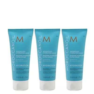 3 X Moroccanoil Weightless Hydration Hair Mask For Fine Dry Hair 75ml=225ml • $26.99