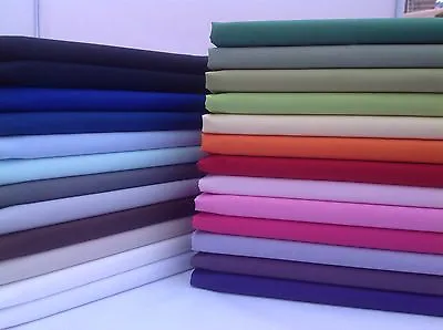 PLAIN 100% Cotton Fabric Solid Colour METRE & 1/2m FQ'S Sheeting Linnings • £4.89