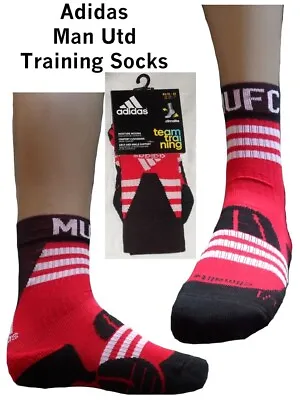 Man Utd Training Socks Adidas Size 31-33 Kids UK 12.5-1 AC5631 Red/Black • £9.99