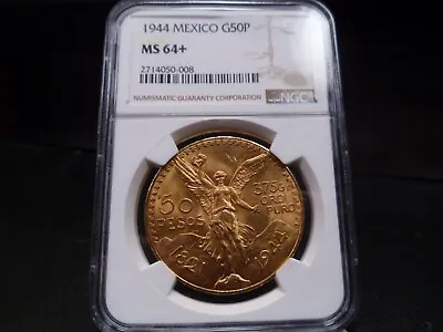 1944 MS64+ (Plus) Mexico 1.2oz Gold 50 Pesos Near Gem NGC Certified - Stunning • $3999.99