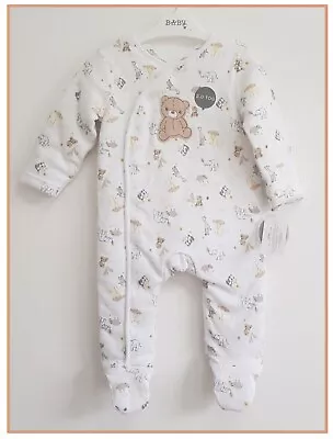 Nutmeg Baby Unisex 3-6m Animals Winter 2 Tog Padded Babygrow Sleepsuit NEW • £12.99