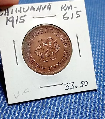 1915 Mexico  10 Centavos Chihuahua Ejercito Constitucionalista  Copper Coin • $29.95