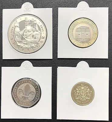 Decimal Coin Storage Flips Holders 2 X 2 Self Adhesive £5 £2 £1 50p Coin [D] • £10.95