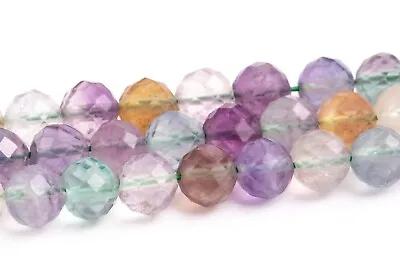6MM Natural Multicolor Fluorite Beads Grade AAA Faceted Round Loose Beads • $5.77