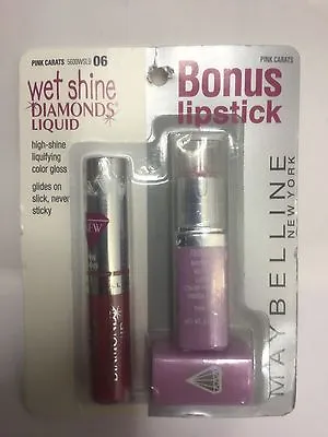 Maybelline Wet Shine Diamonds Lipstick + Lip Gloss ( PINK CARATS ) NEW. • $37.39