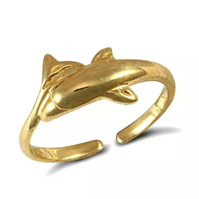 9ct Gold Toe Ring Dolphin Toe Ring 9ct Yellow Gold Solid Gold Easy Fit Toe Ring • £75