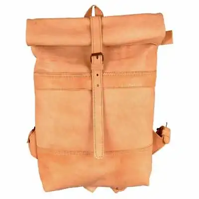 Leather Backpack Leather Roll Top Backpack By Moroccan Handmade Laptop Backpack • $69