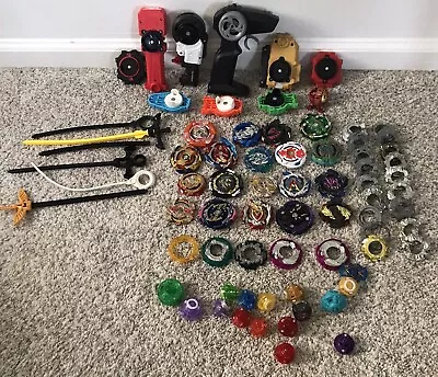 Huge 70+ Pc Lot Beyblade Takara Tomy Metal Beyblades Rare Parts W/ Launchers • $135