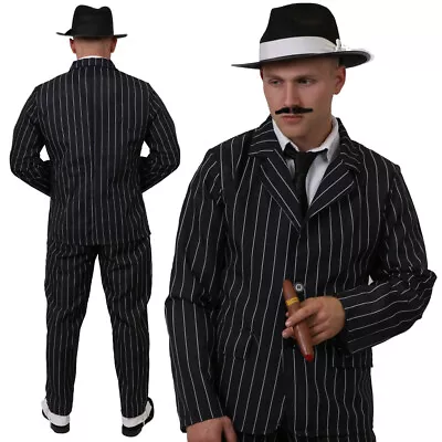 Mens 1920's Pinstripe Gangster Suit Adults Fancy Dress Costume Mafia Mobster • £16.99