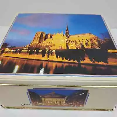 Vintage City Of Paris Candy Cake Tin EMPTY 9x9x4 Inch • $9