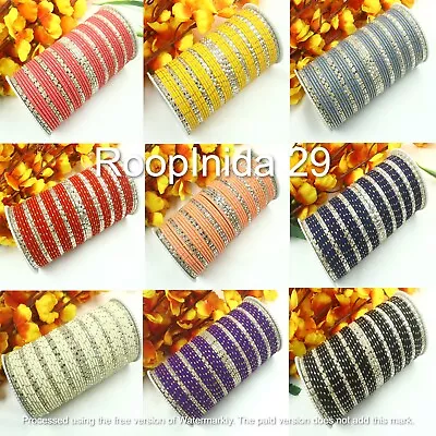 Indian Bollywood Plain Metal Color 52Pc Bangles Set Ethnic Fashion Women Jewelry • $13.99