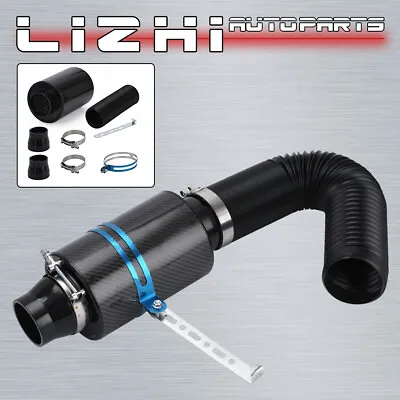 3'' Carbon Fiber Cold Air Filter Intake Induction Pipe Power Flow Hose System • $35
