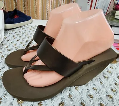 Melissa Womens Thong Wedge Heel Rubber Sandals Brown Size 10 • $18.99