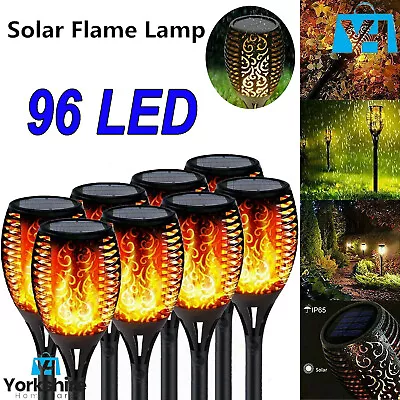 £25.90 • Buy 8 X PC 96 LED TORCH SOLAR LIGHT PATIO PATH GARDEN DANCING FLICKERING FLAME LAMP