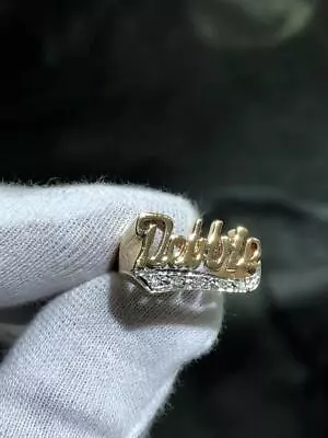 14k Yellow Gold & Diamonds Debbie Name Ring Round Cut Diamonds Size 7.5 Gift • $725