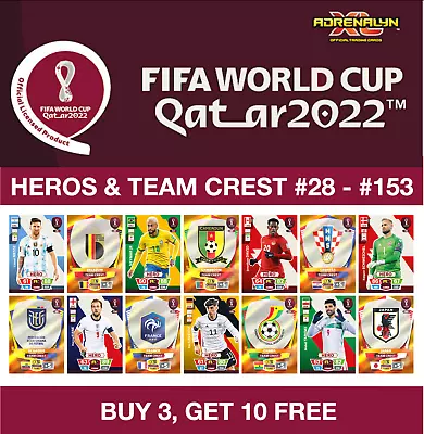 Panini Adrenalyn XL FIFA World Cup Qatar 2022 Heros & Teams Crest #28 - #153 • £3.95