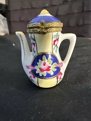 Vintage Paint Main Coffee Pot Small Porcelain Lidded Box Superb • $30