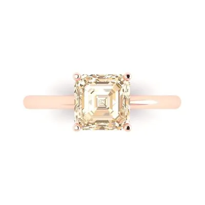 2ct Asscher Natural Morganite Solid 18k Pink Gold Statement Wedding Bridal Ring • $381.94