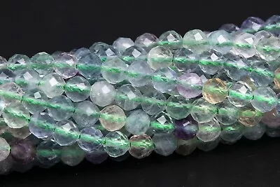 4MM Natural Multicolor Fluorite Beads Grade AAA Faceted Round Loose Beads • $5.99
