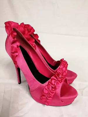 Holly Willoughby - Pink PeepToe Court Shoe 5.5  Stiletto Heel Size UK 7 EU 40 • £24.99