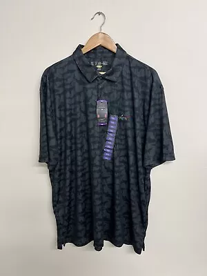 Greg Norman Play Dry Polo Shirt Mens Size XXL Black Shark Pattern New Golf • $19