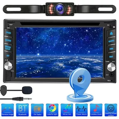 6.2  Double 2Din Car DVD CD Player GPS Navigation Radio Stereo Bluetooth +US MAP • $124.19