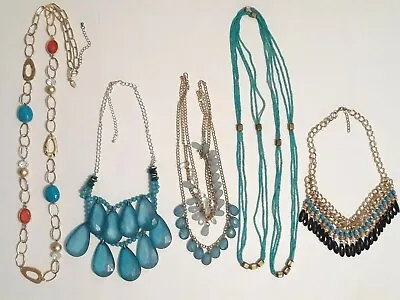 $24.99 • Buy Beautiful Vintage Beaded Necklaces. Blue Beads, Statement Necklaces.